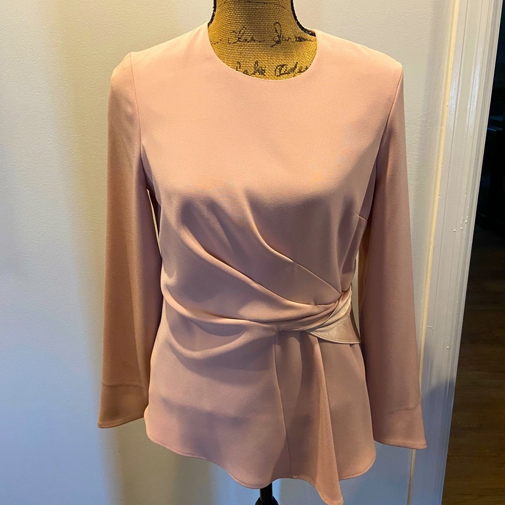 The Fold London soft pink draped front top.